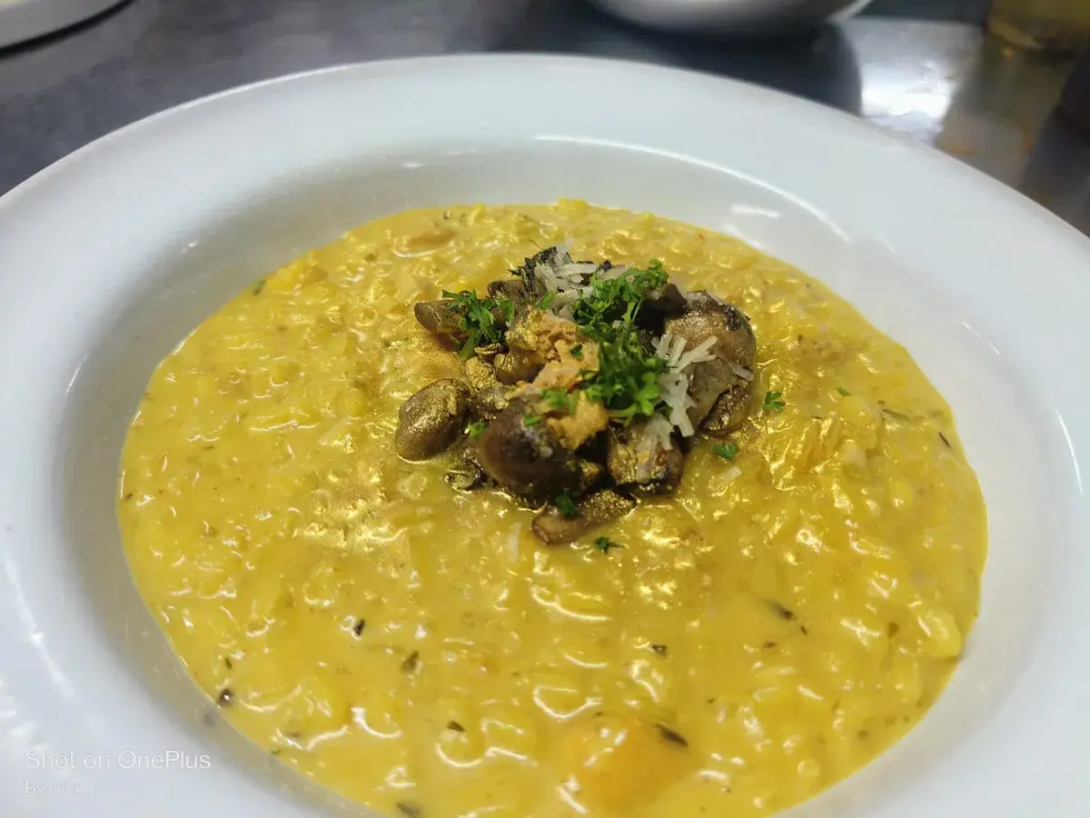 A plated risotto from a menu development project.