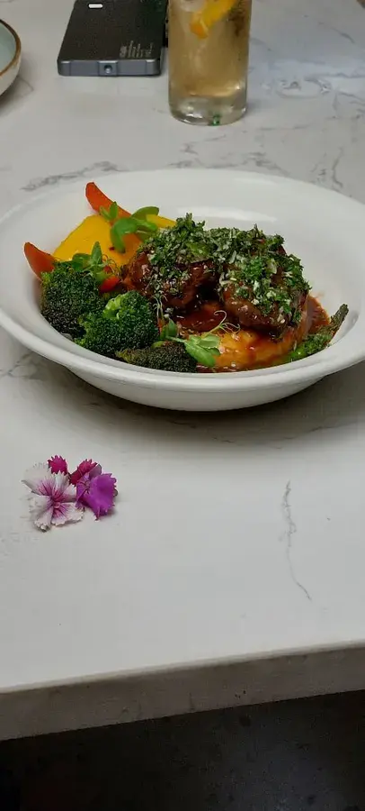 A vegetable bowl plated for a café menu.