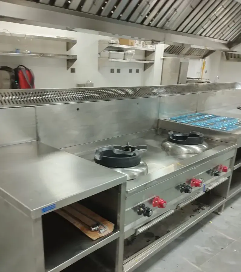 A commercial kitchen installation.