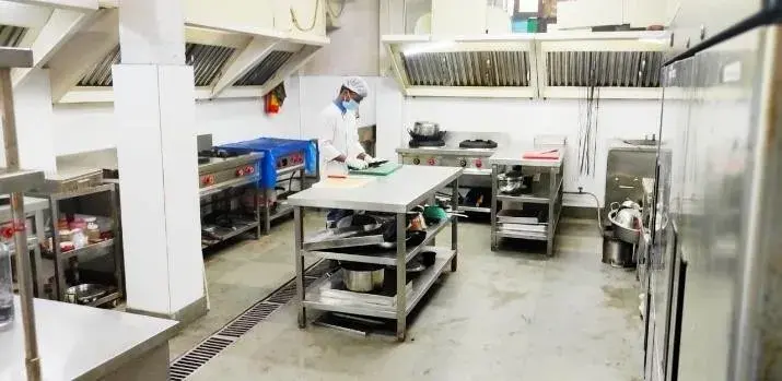 A commercial kitchen built out and ready for handover.